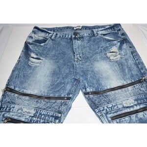 Blue Cult Distressed Jean Shorts Men‎ Sz 42 Zippers acid wash